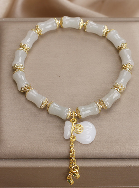 新中式玉石竹节手链女复古高级感