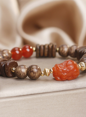 新中式南红玛瑙貔貅招财转运手串