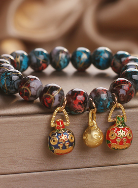 吞金兽手链女国潮琉璃串珠手串