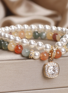 天然福禄寿双层珍珠转运手链