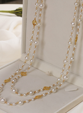 新中式气质长款珍珠项链女民族风