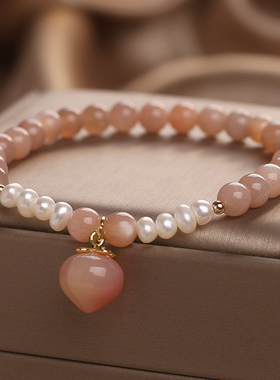 礼物太阳石串珠手链水晶原创设计