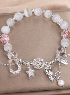 网红少女心甜美猫眼石手链女清新