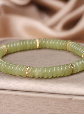 天然东陵玉算盘珠手链