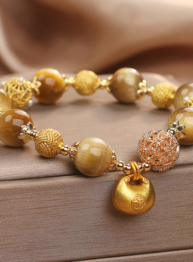 天然黄虎眼石手链女款新中式