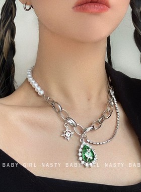 复古爱心项链项链条拼接锁骨链