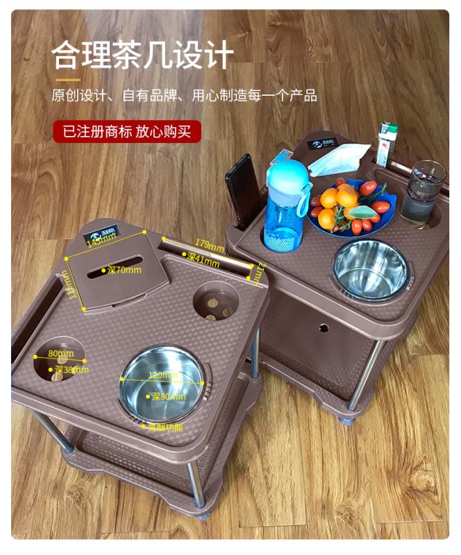 麻将机配件茶几不锈钢棋牌室小茶几家庭两用款高档烟灰缸茶水架