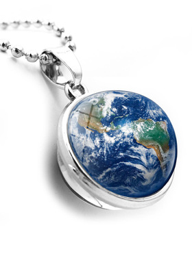 宇宙银河系行星项链地球月亮太阳木星双面玻璃球吊坠项饰