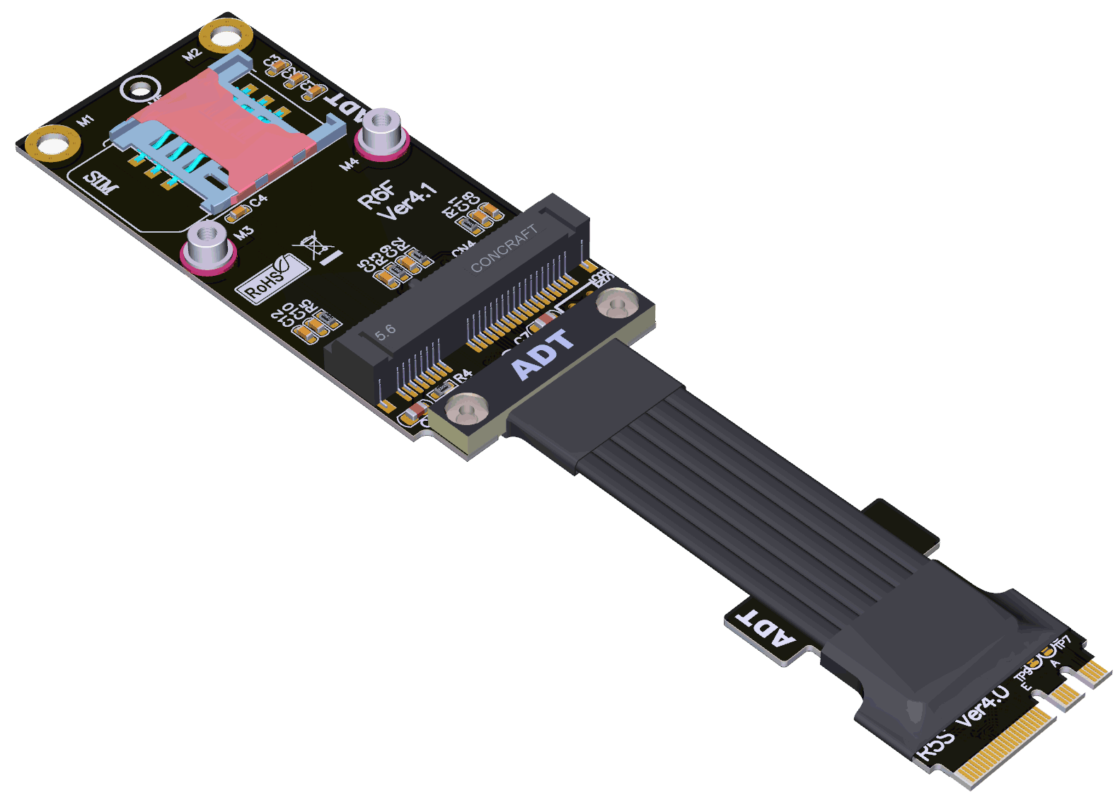 M.2 WiFi A.E key无线网卡转接mini-pcie延长线  pcie4.0 3.0 ADT - 图1