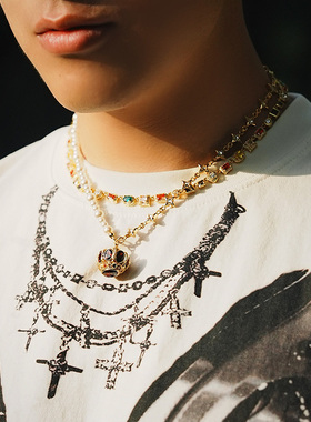 OOTC x RA 联名「皇冠2.0」四芒星珍珠拼接项链 欧美街头设计感