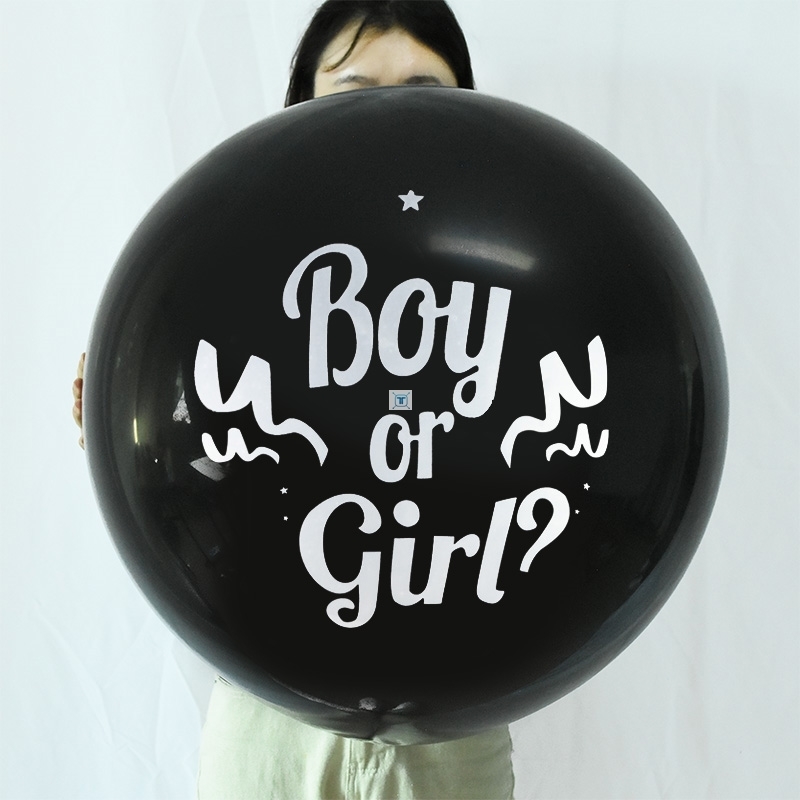 1Set 36inch Black Boy Or Girl Gender Reveal Party Latex - 图3