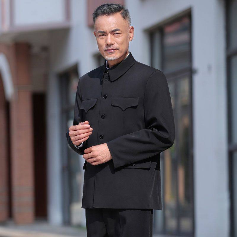 中山装男中老年套装中山服老年人外套老人衣服春秋冬爷爷爸爸服装,淘宝优惠券,粉丝福利购,淘宝优惠卷