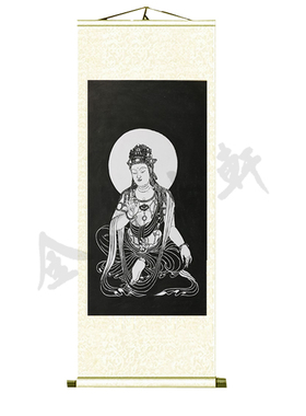 朱砂装裱观音坐像碑石拓片