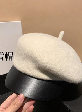 秋冬英伦毛呢八角帽女显脸小