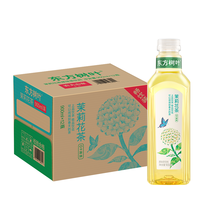 农夫山泉东方树叶茉莉花茶一箱青柑普洱900ml*12整箱大瓶装茶饮料-图3