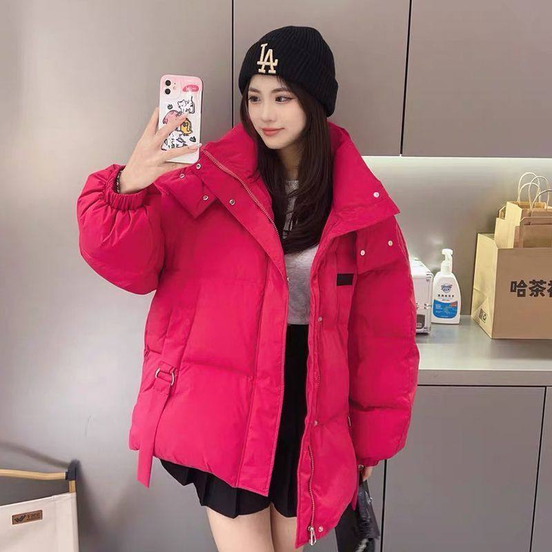 胖妹妹火龙果色冬季慵懒风加厚保暖宽松大码棉服外套女面包服棉袄,淘宝优惠券,粉丝福利购,淘宝优惠卷