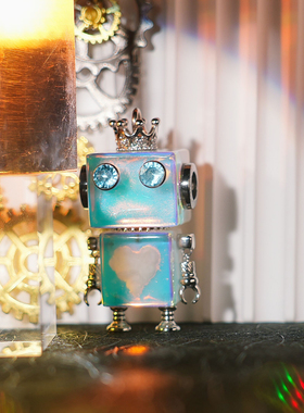 原创手工项链挂坠镀金机器人包挂