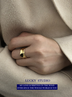 复古18K金色开口可调节戒指女