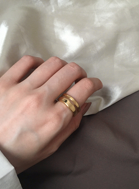 金属时髦感戒指INS百搭双层镂空