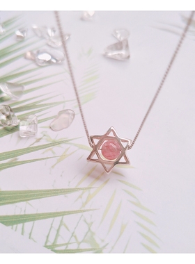 纯银项链吊坠气质八芒星