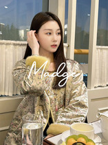 Sandro Madge New Chinese style Miss Great Miss Import Ferrets Plush Sleeves Goose velvet lace jacket