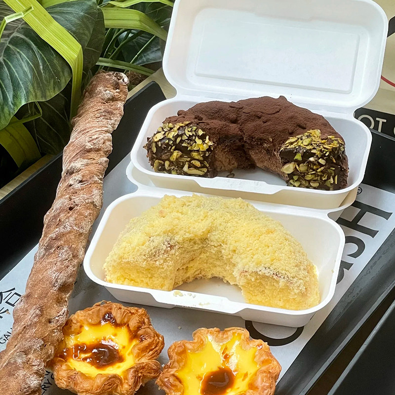 巧克力马卡龙面包盒一次性纸浆热狗打包盒子连体外卖便当盒耐高温,淘宝优惠券,粉丝福利购,淘宝优惠卷