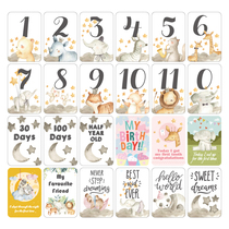 (Goodnight Baby) Newborn Baby Milestone Photo Month Record Growth Pendulum Beats CARDS