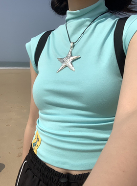 科技感夸张大五角星项链y2k甜酷小众设计款海星吊坠锁骨链男女潮