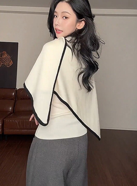 JOY STUDIO-休闲简约针织衫+披风套装6716两件套