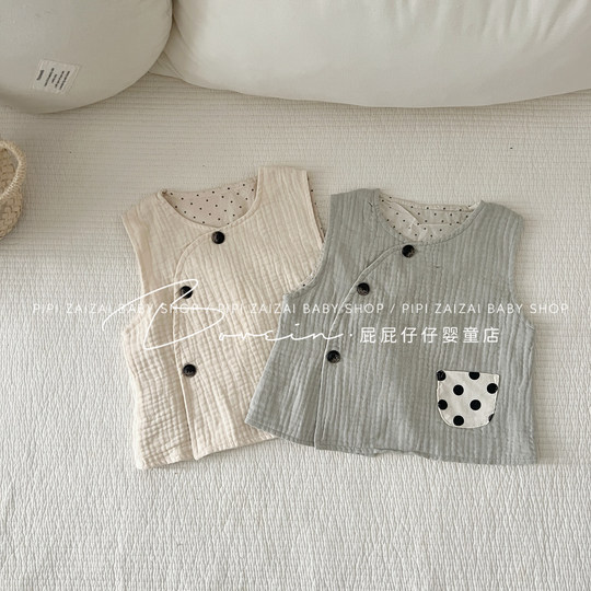 Spring and summer 2-layer gauze vest double layer