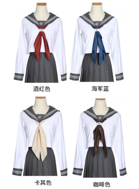 JK制服领巾 三角巾 水手服领巾 日系学院高校生大领结茶色 水蓝色