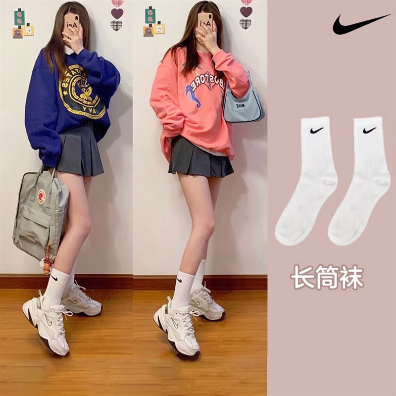 正品Nike耐克袜子男女中高筒袜透气运动袜篮球跑步毛巾底袜SX7676-图0