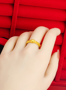 沙金戒指女久不掉色小方包个性