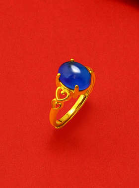 变色戒指越南沙金首饰水晶网红