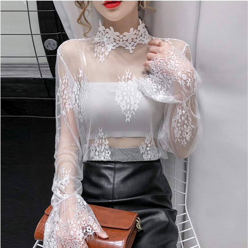 蕾丝打底衫女喇叭袖百搭时尚洋气内搭网纱上衣很仙的超仙小衫纱衣,淘宝优惠券,粉丝福利购,淘宝优惠卷