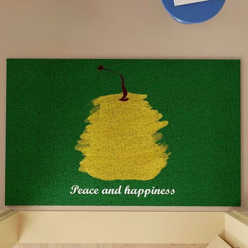 手绘苹果梨子入门丝圈地垫长条防尘室内客厅玄关门口地垫ins简约,淘宝优惠券,粉丝福利购,淘宝优惠卷