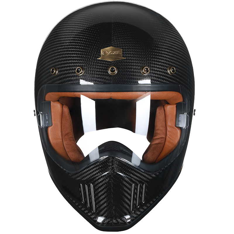 CYRIL赛罗碳纤维头盔复古摩托车头盔四季男女夏季机车街越野全盔 - 图3
