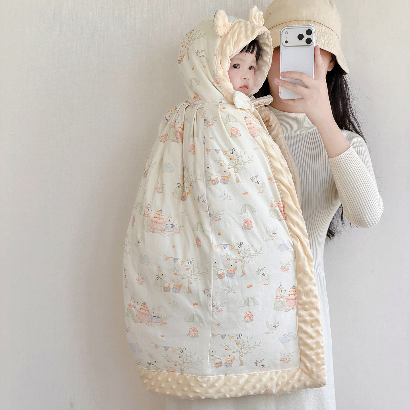 婴儿披风斗篷秋冬外出抱被男女宝宝加厚加绒披肩儿童防风保暖外套,淘宝优惠券,粉丝福利购,淘宝优惠卷