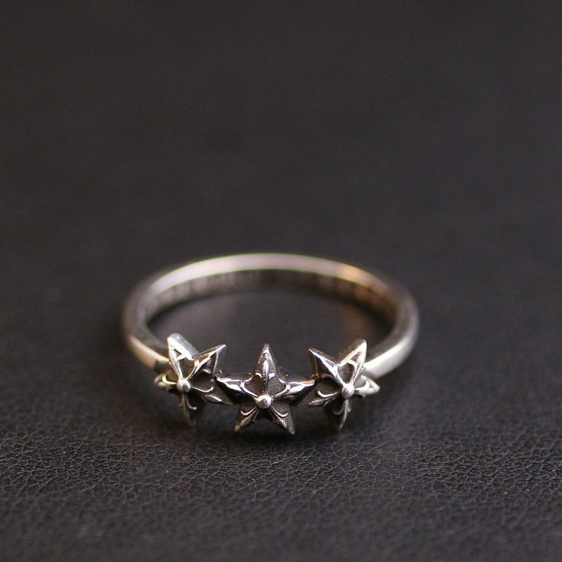 Ikkyu Old Silversmith 925 sterling silver three-pointed star tail ring hip-hop punk trend couple men's and women's ring