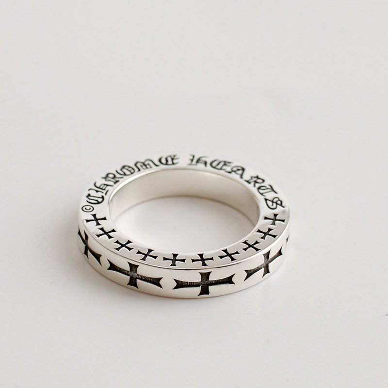 Jinxin handmade 925 sterling silver alphabet cross flower ring, male and female couple ring, tail ring, personalized niche accessories