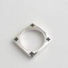 Jinxin handmade 925 sterling silver square cross flower ring for men and women, couple ring, tail ring, niche personality