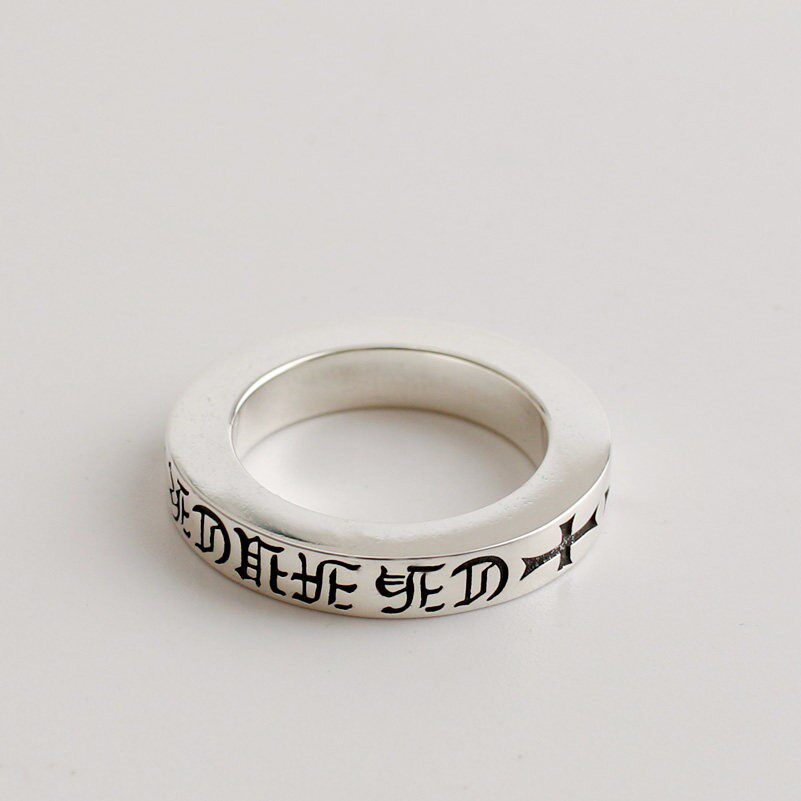 Jinxin handmade 925 sterling silver alphabet cross flower ring, male and female couple ring, tail ring, personalized niche accessories