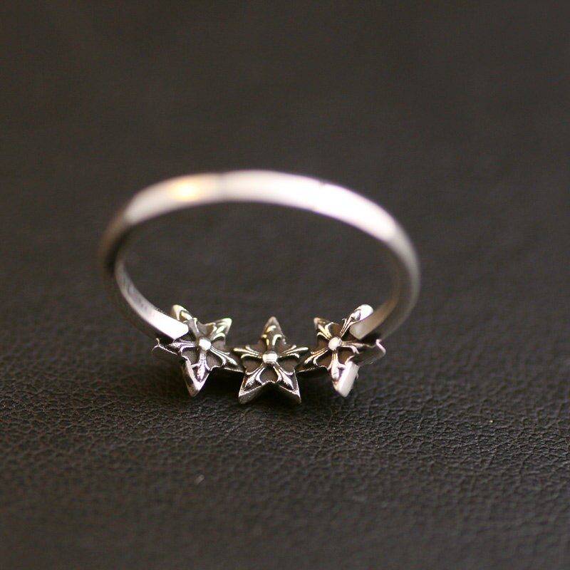 Ikkyu Old Silversmith 925 sterling silver three-pointed star tail ring hip-hop punk trend couple men's and women's ring