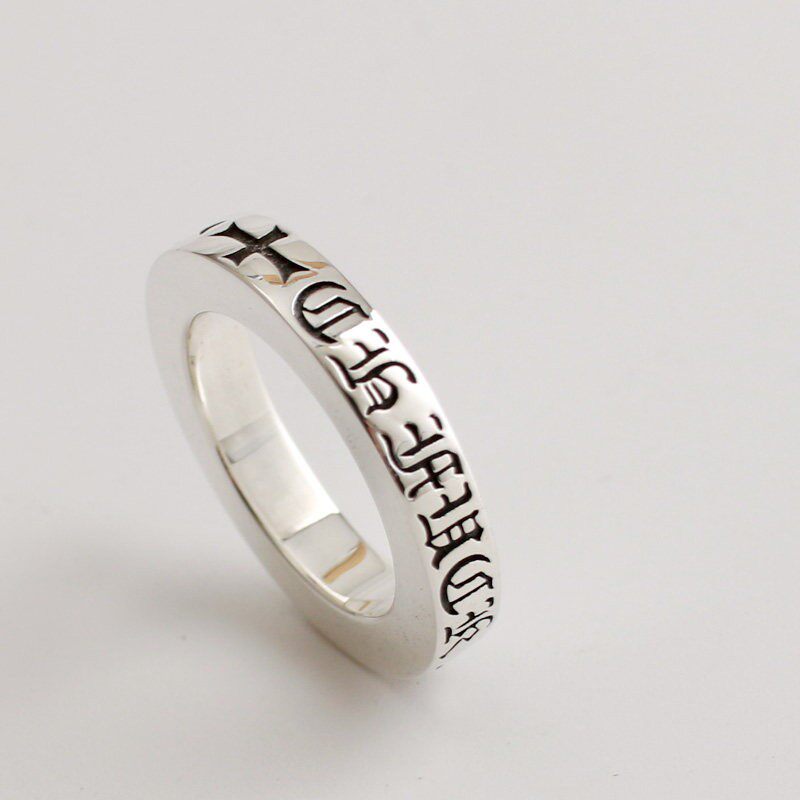 Jinxin handmade 925 sterling silver alphabet cross flower ring, male and female couple ring, tail ring, personalized niche accessories