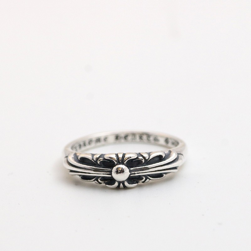 S925 sterling silver cross flower punk rock tail ring