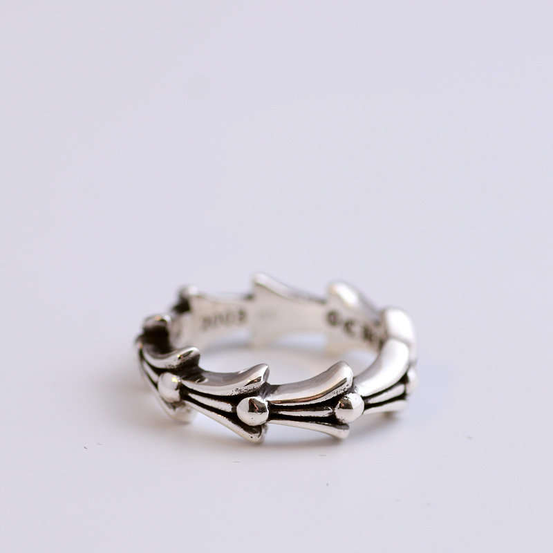 Jin Xinyixiu S925 sterling silver phoenix tail ring, trendy punk style ring for men and women, fish bone ring jewelry