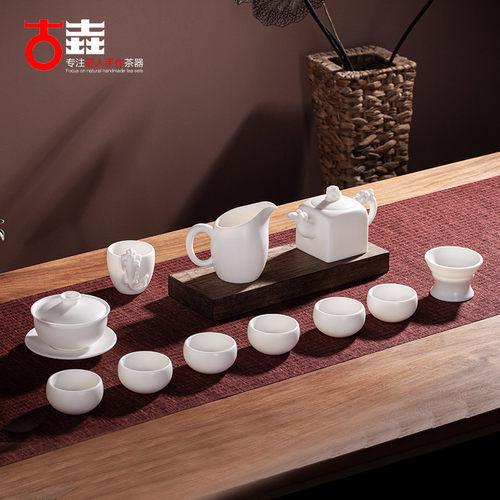 古垚/陈清宜手工德化白瓷茶具套装素烧亚光玉白瓷套组功夫家用装 - 图0