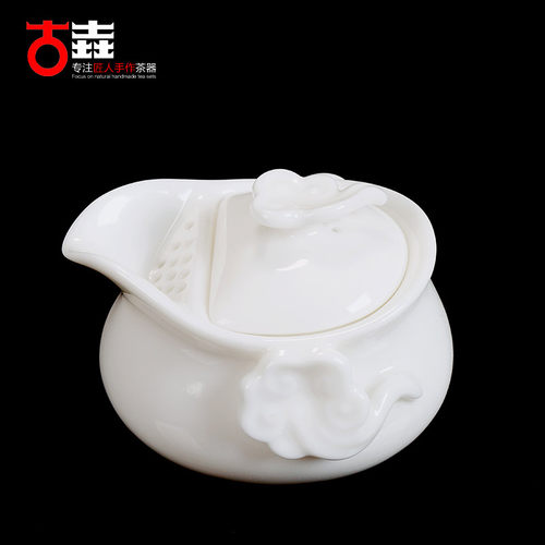 古垚/陈清宜手工德化白瓷茶壶羊脂釉手抓壶陶瓷单壶玉瓷壶/吉祥壶 - 图1