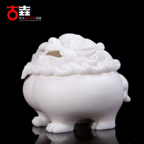 Ancient Xu Ruiqing Handmade by hand Deed white porcelain incense stove vegetarian burning tea Daoism Ceramic Smoked Incense Stove with Fragrant Incense