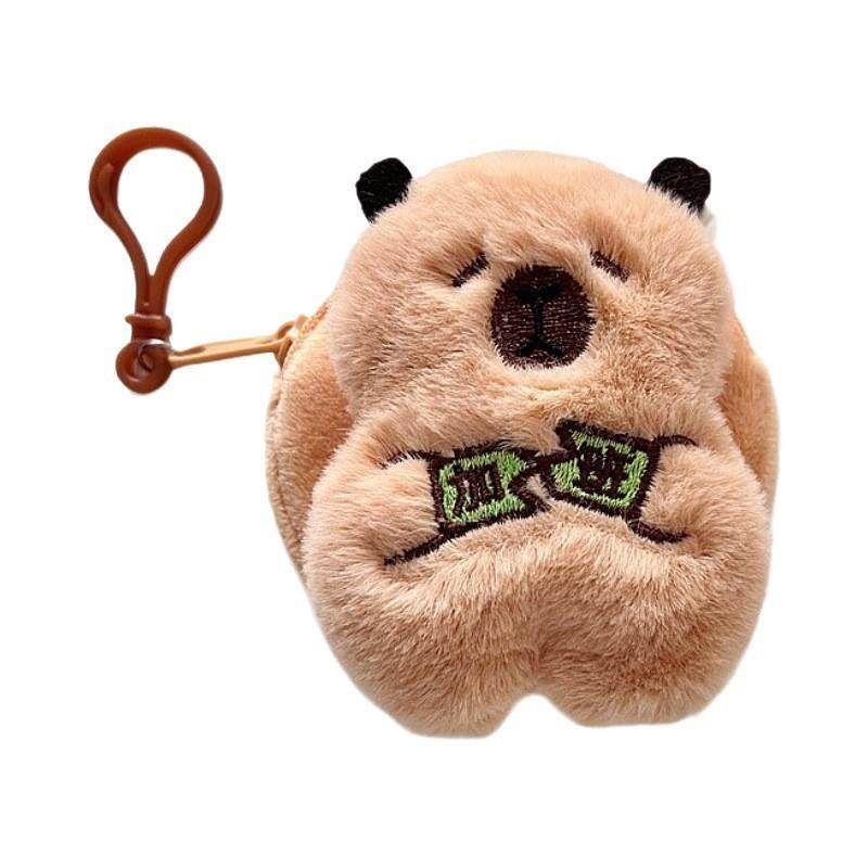 新款卡皮巴拉毛绒零钱包可爱卡通少女心便携式圆形耳机包迷你小包,淘宝优惠券,粉丝福利购,淘宝优惠卷